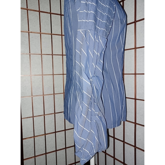 Anthropologie Belle Vere Pleated Striped Blouse - Picture 9 of 16